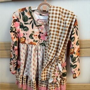 Cheeky Plum Floral and Gingham Kids Matching Set - Pink and Brown